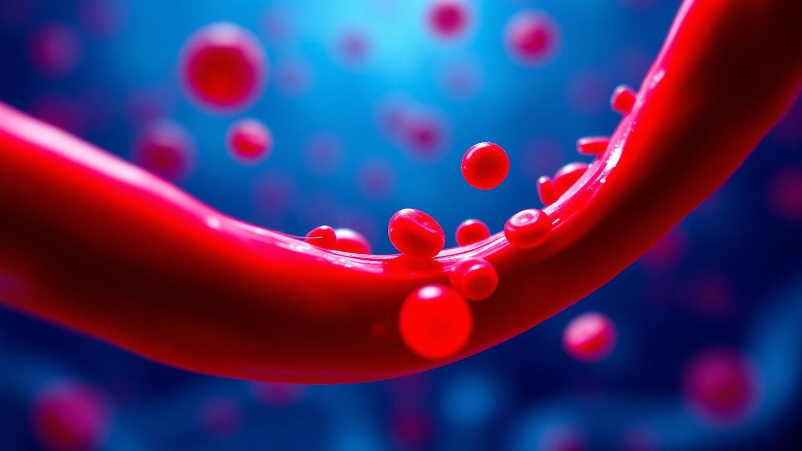 Macro visualisation of red blood cells travelling through a capillary vessel
